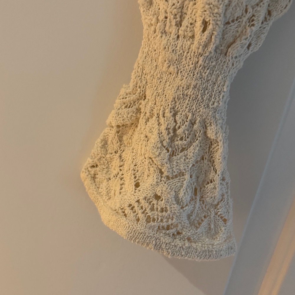Zara Cream Crochet Hooded Sweater - Picture 3 of 6